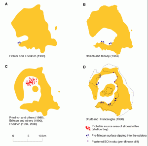 Formas de la isla antes y después de la erupción