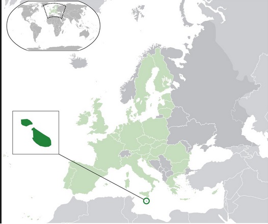 localización Malta en le mapa mundi